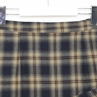Vintage check layered banding skirt