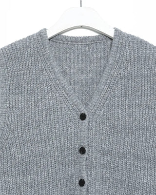 V-neck ribbed knit button vest