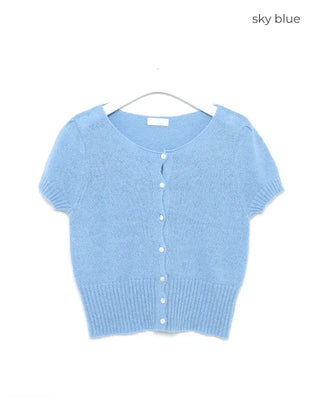 Half-sleeve knit cardigan