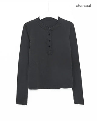 Cut-off Henley neck slim long cutsew