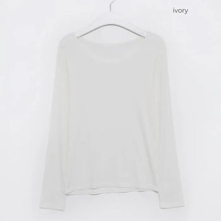 Jewel neck rayon long T-shirt