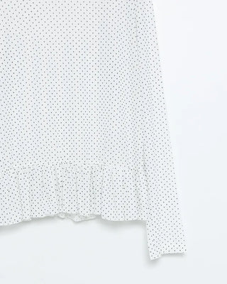 Dot Shirring High Neck Long Sleeve T-Shirt