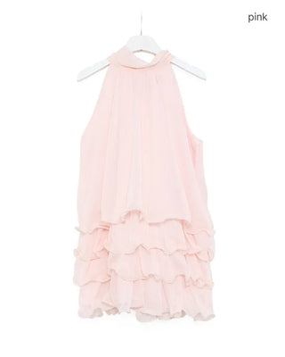 Frilled tiered halter neck blouse & shorts set