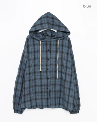 Checked hoodie shirt