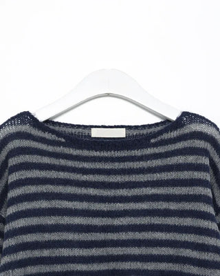 Boat neck striped loose knit