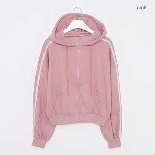 Two-line cropped zip hoodie