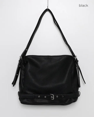 Drape-form buckle shoulder bag