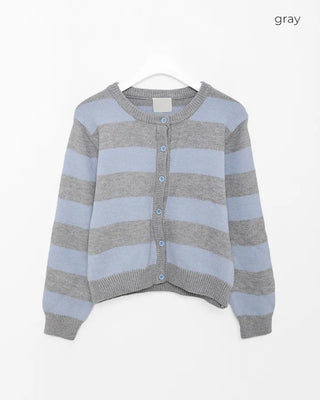 Round neck two-tone cardigan