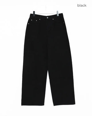 Back-button cotton wide-leg pants