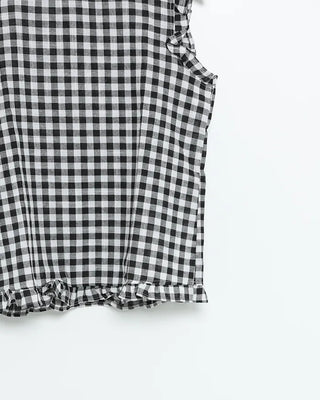 Frilled gingham check sleeveless blouse