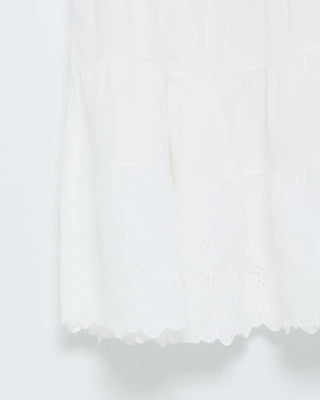 Neck hem punching lace long camisole dress