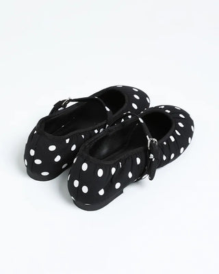 Polka dot strap flat shoes