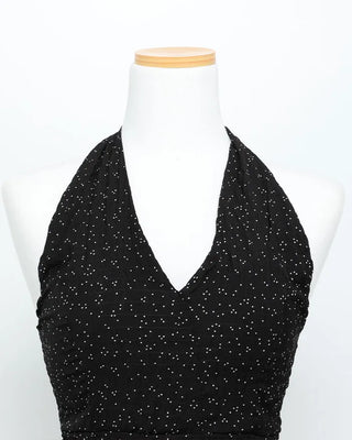 Polka Dot Frill Halter Neck Blouse