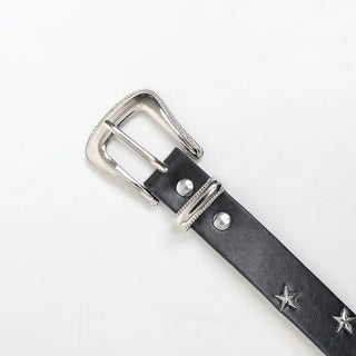 Square buckle star stud belt