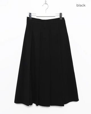 Wide pleated flared long skirt