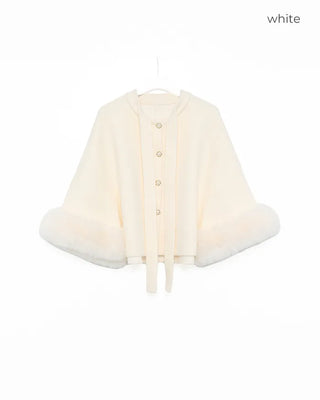 Tie cape fur jacket