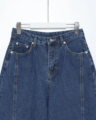 Side-slit wide denim pants