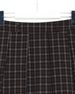 Checked pleated midi skirt