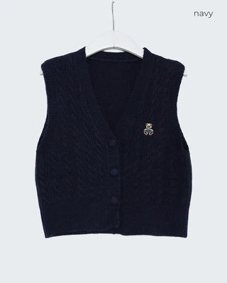 V-neck cable knit vest
