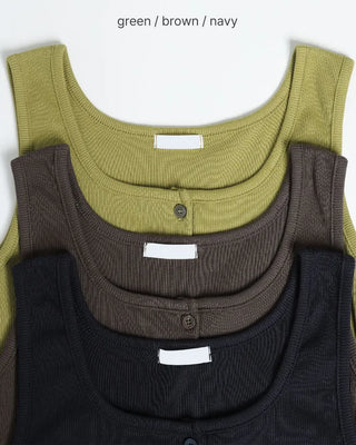 Square neck button sleeveless