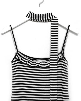 Striped scarf layered mini dress