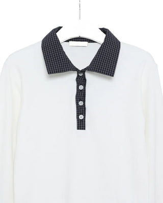 Check detail long-sleeve T-shirt