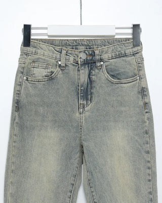 Bootcut washed denim pants