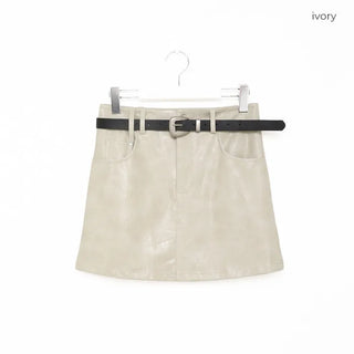 Belt set mini leather skirt