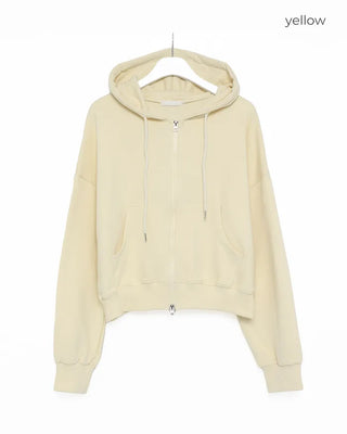 Cropped double-zip hoodie