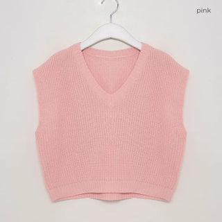 Oversized V-neck knit vest