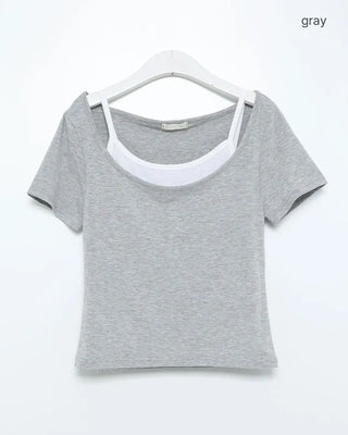 Camisole layered short-sleeved T-shirt