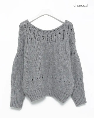 Bateau Neck Punching Point Sweater