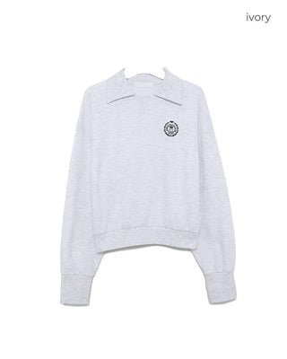 Semi-cropped color sweatshirt