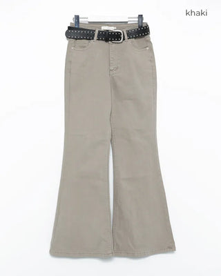 Double studded belt set with bootcut cotton pants