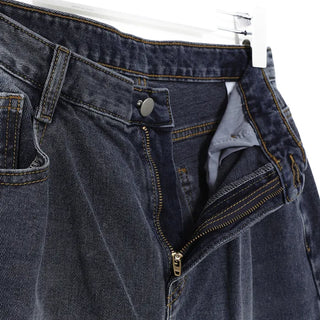 Washed straight black denim pants