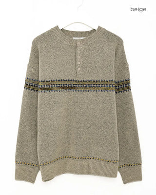 Henley neck Nordic sweater