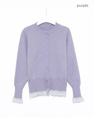 Lace-layered string cardigan