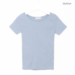 Basic slim plain short-sleeved T-shirt