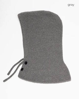 Neck Button Rib Knit Balaclava