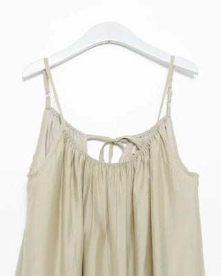 Back Ribbon Shirring Sleeveless Long Dress