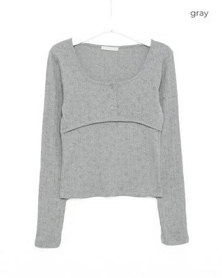 Henry Scooped Neck Flower Thermal Long T-Shirt