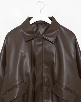 Oversized Collar Faux Leather Jacket