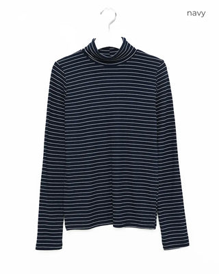 Basic striped turtleneck T-shirt