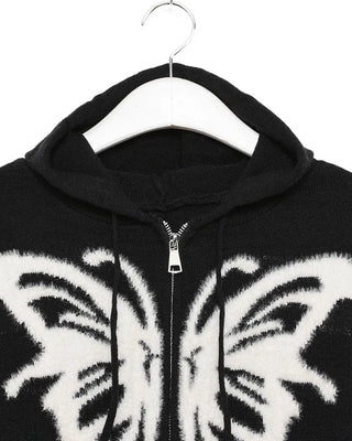 Butterfly knit zip-up