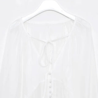 Deep V-neck sheer blouse