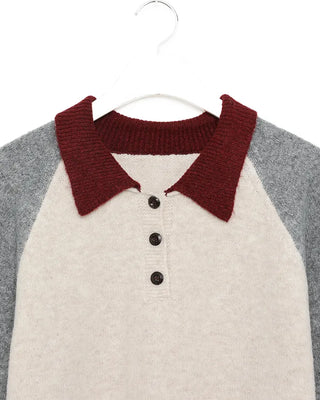 Two-tone accent color long-sleeved knit