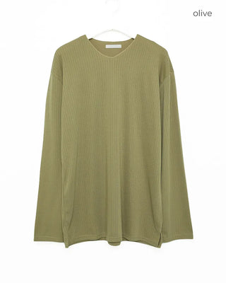 (Unisex) V-neck long-sleeve knit t-shirt