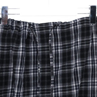 Checked ribbon strap long skirt