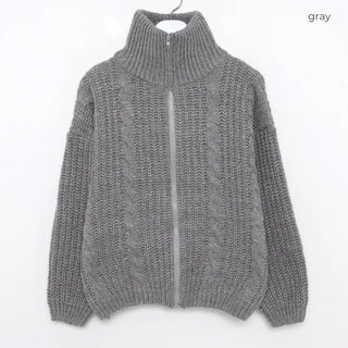 Cable Zipper Cardigan