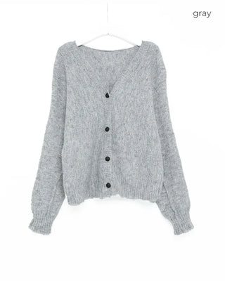 V-neck loose-fitting knit cardigan